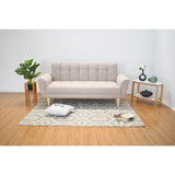 Sofá Zen Taupe Dorsey y Matiz Natural 187x88cm de Tres Puestos con Apoya Brazos