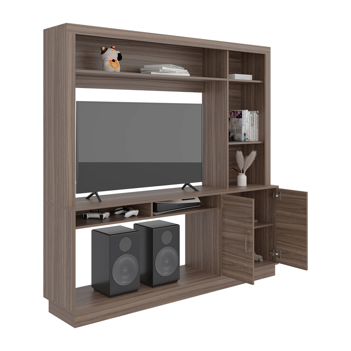 Centro de Entretenimiento Cantabria Avellana 180x180cm Para TV Hasta 55 Pulgadas con Un Cajón
