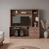 Centro de Entretenimiento Cantabria Avellana 180x180cm Para TV Hasta 55 Pulgadas con Un Cajón