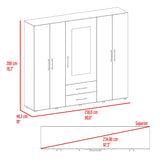 Closet Bigaf Avellana y Wengue 230x200cm Con Dos Cajones y Cuatro Entrepaños y Espejo