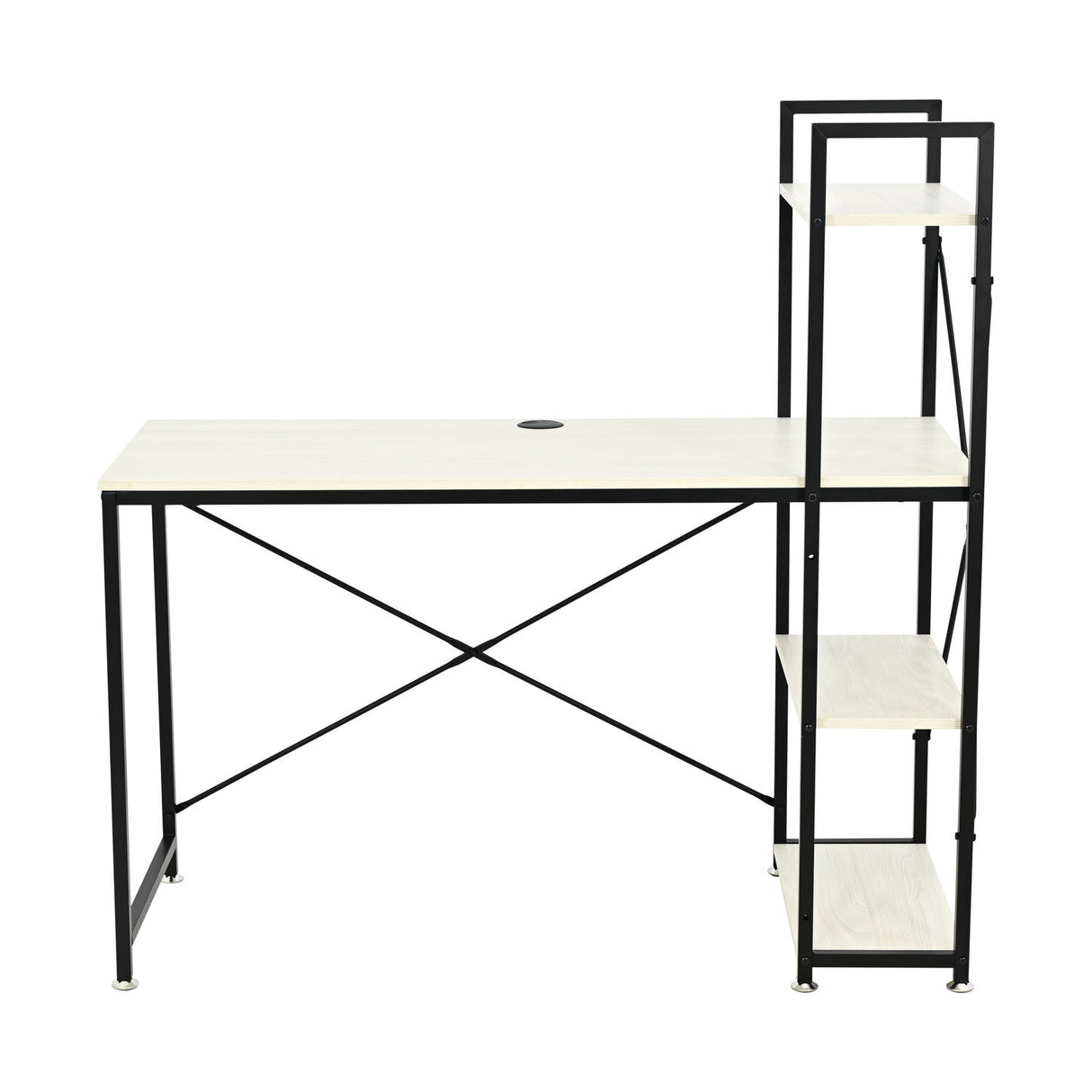Escritorio Nara Blanco y Negro 120x120cm con Organizador de Libros