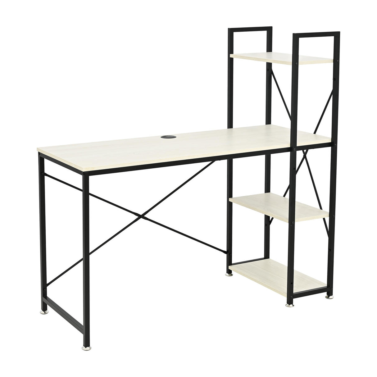 Escritorio Nara Blanco y Negro 120x120cm con Organizador de Libros