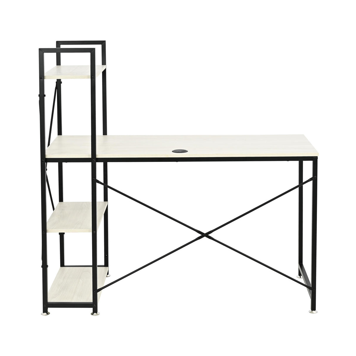 Escritorio Nara Blanco y Negro 120x120cm con Organizador de Libros
