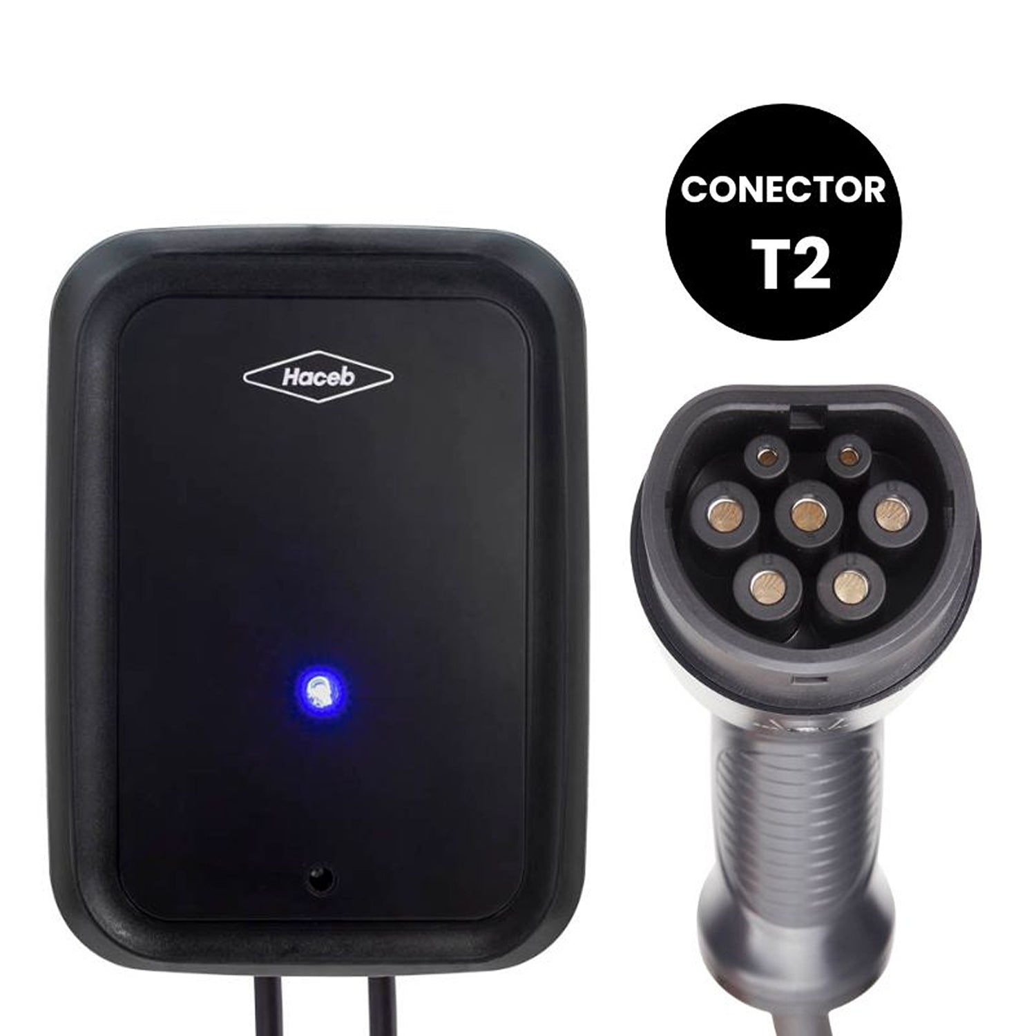 Cargador para Carros Eléctricos Haceb Tipo Europeo Negro 27.5x37.3cm Tipo 2 Nivel 2 de Punto Fijo