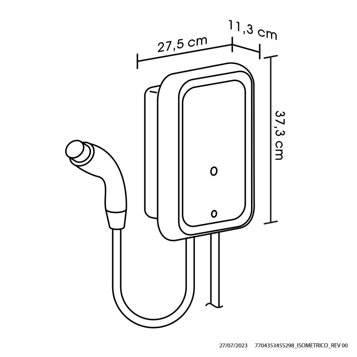 Cargador para Carros Eléctricos Haceb Tipo Europeo Negro 27.5x37.3cm Tipo 2 Nivel 2 de Punto Fijo