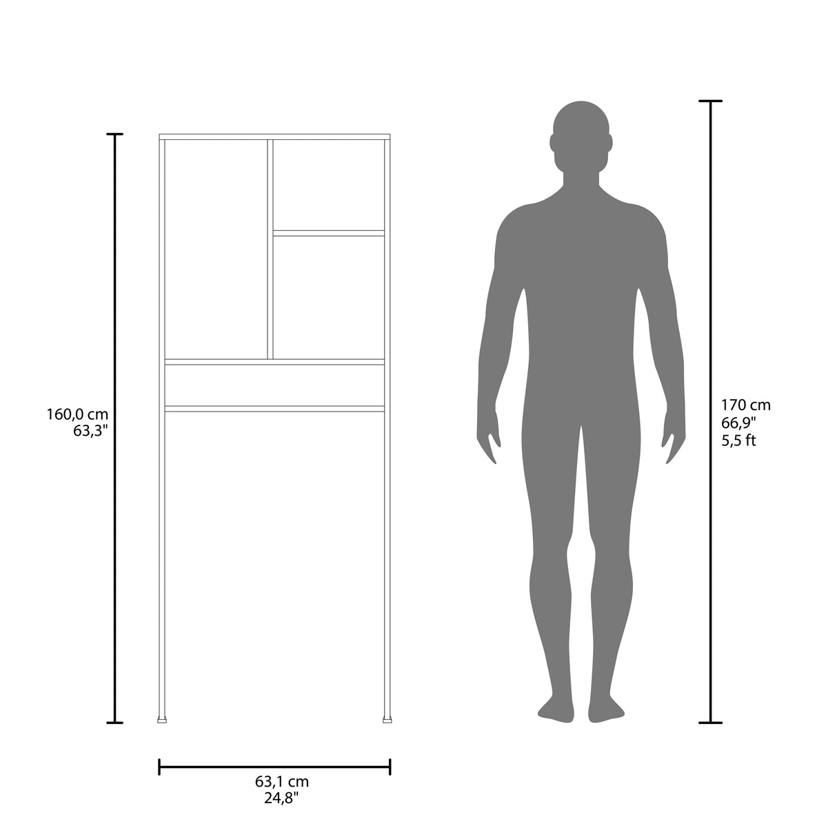 Optimizador de Baño Bath Blanco 63.1x160.8cm con Dos Entrepaños