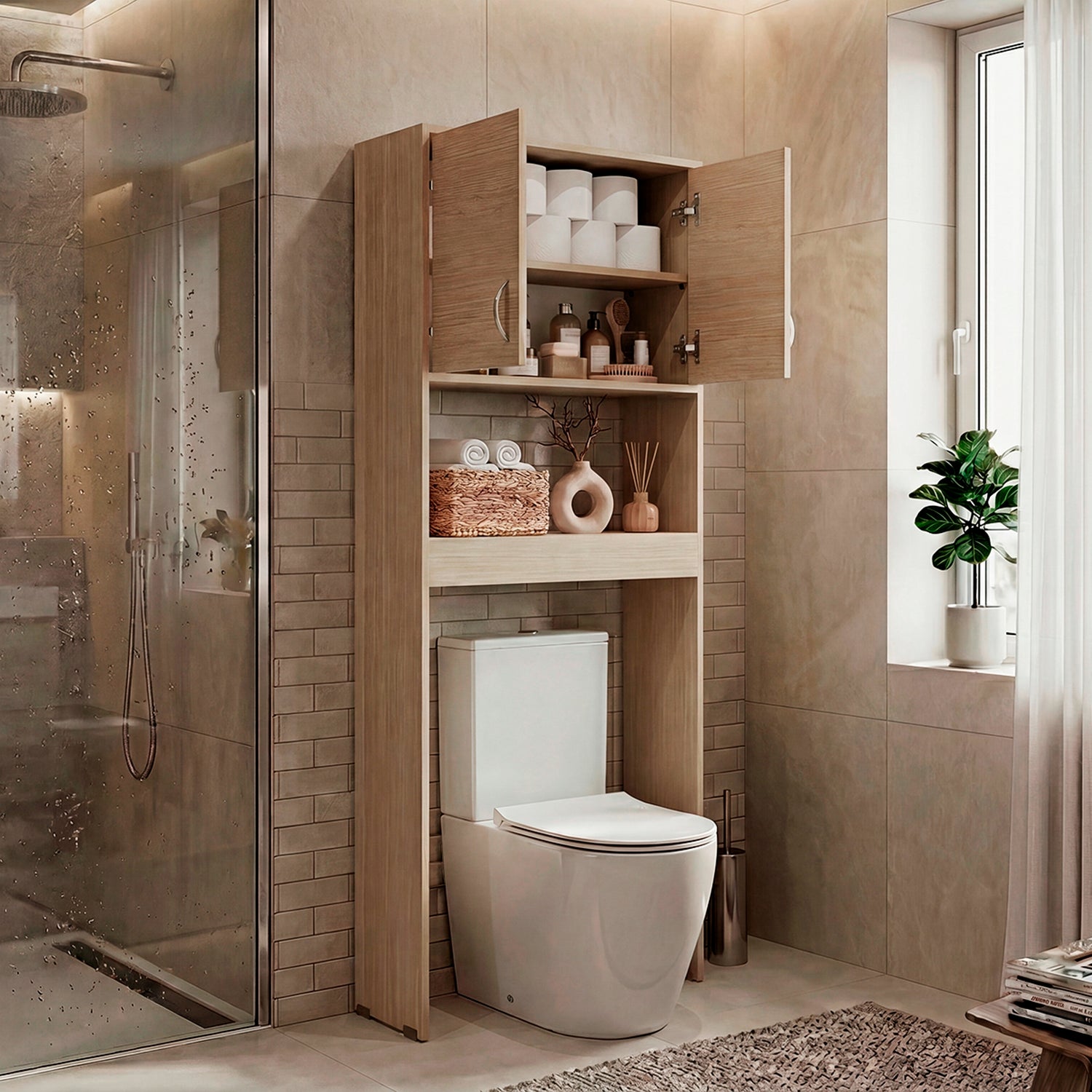 Optimizador de Baño Bath Cartagena 63.1x160cm con Dos Entrepaños