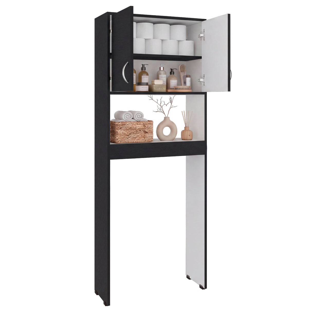 Optimizador de Baño Bath Wengue y Blanco 63.1x160cm con Dos Entrepaños