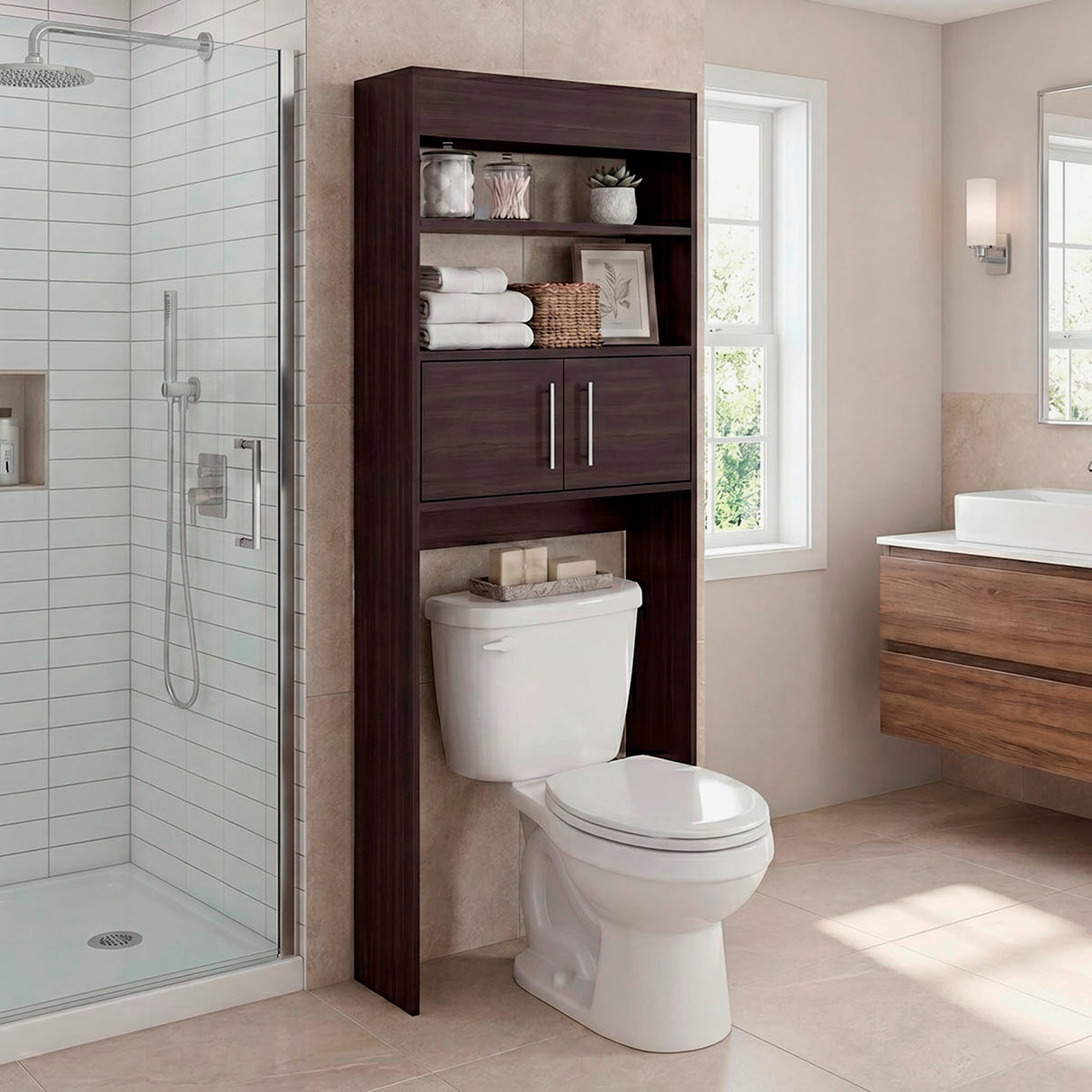Optimizador de Baño Madrid Avellana 62.4x160cm con Un Entrepaño
