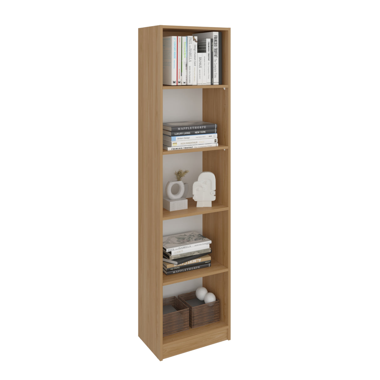 Estantería Home Fresno y Blanco 45x181cm con Cinco Compartimientos