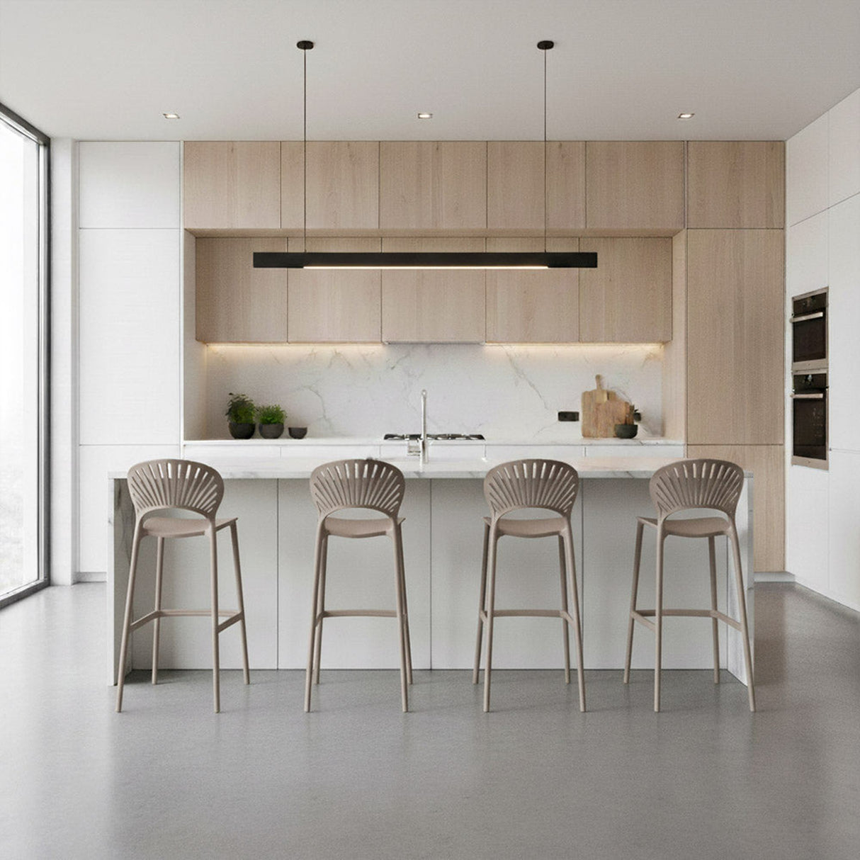 Silla Bar para Exteriores Paraiso Taupe 49x105cm sin Apoya Brazos y con Espaldar