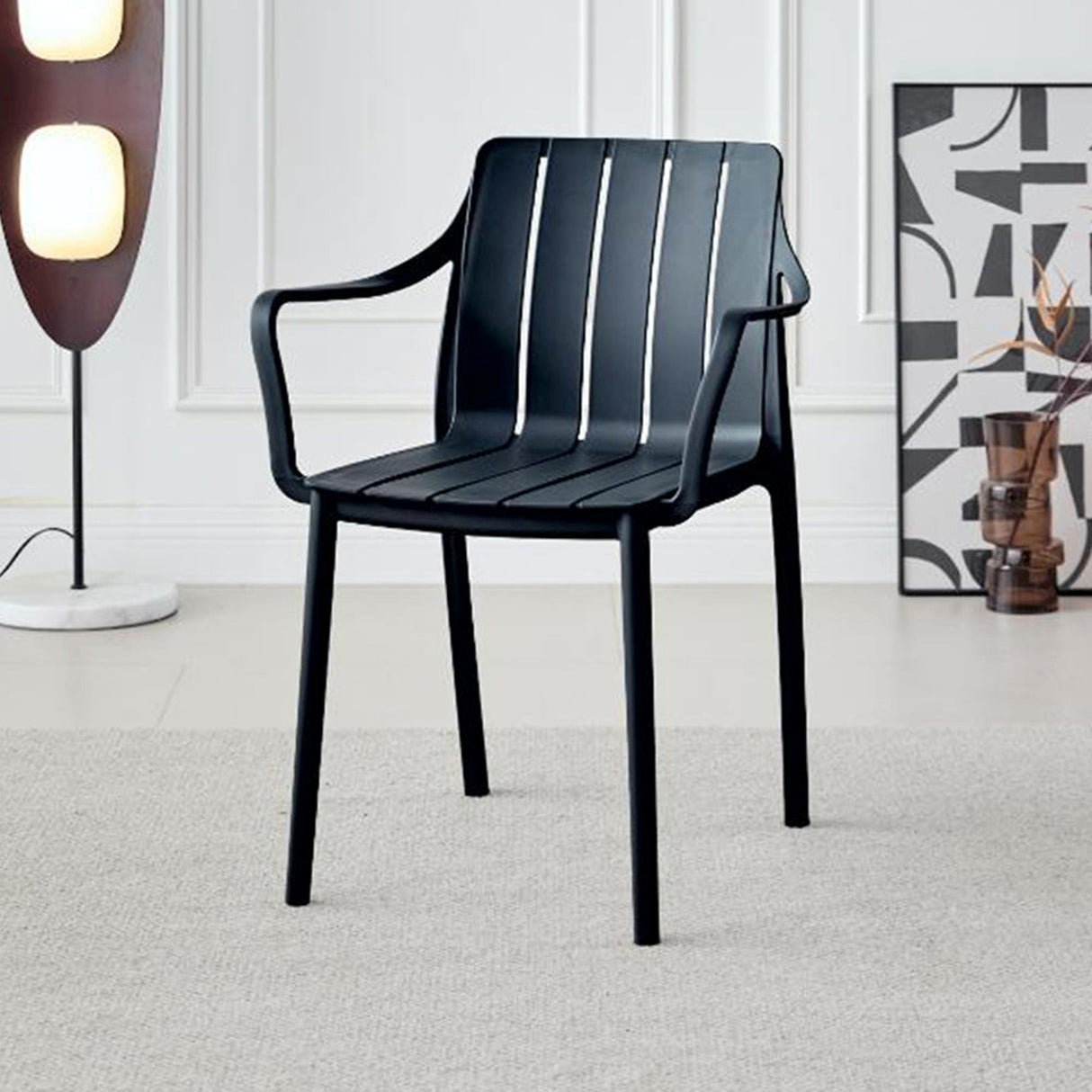 Silla para Exteriores Alice Negro 57x80cm con Apoya Brazos y con Espaldar