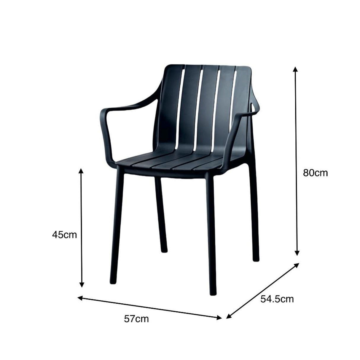 Silla para Exteriores Alice Negro 57x80cm con Apoya Brazos y con Espaldar