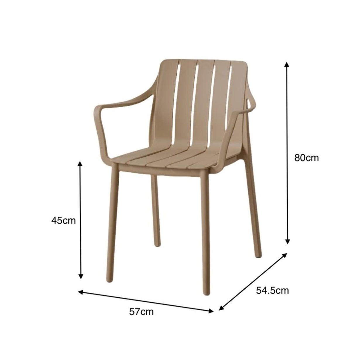 Silla para Exteriores Alice Taupe 57x80cm con Apoya Brazos y con Espaldar