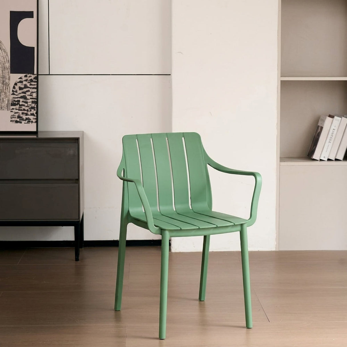 Silla para Exteriores Alice Verde Olivo 57x80cm con Apoya Brazos y con Espaldar
