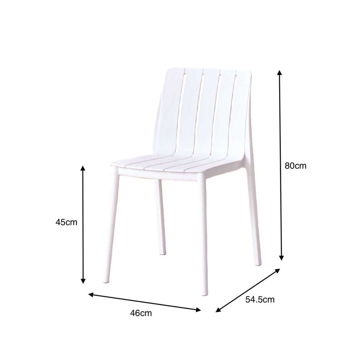 Silla para Exteriores Alice Blanco 46x80cm sin Apoya Brazos y con Espaldar