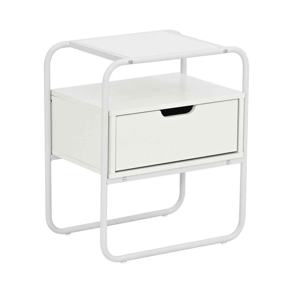 Mesa de Noche Nuba Blanco 42x50cm con Un Cajón