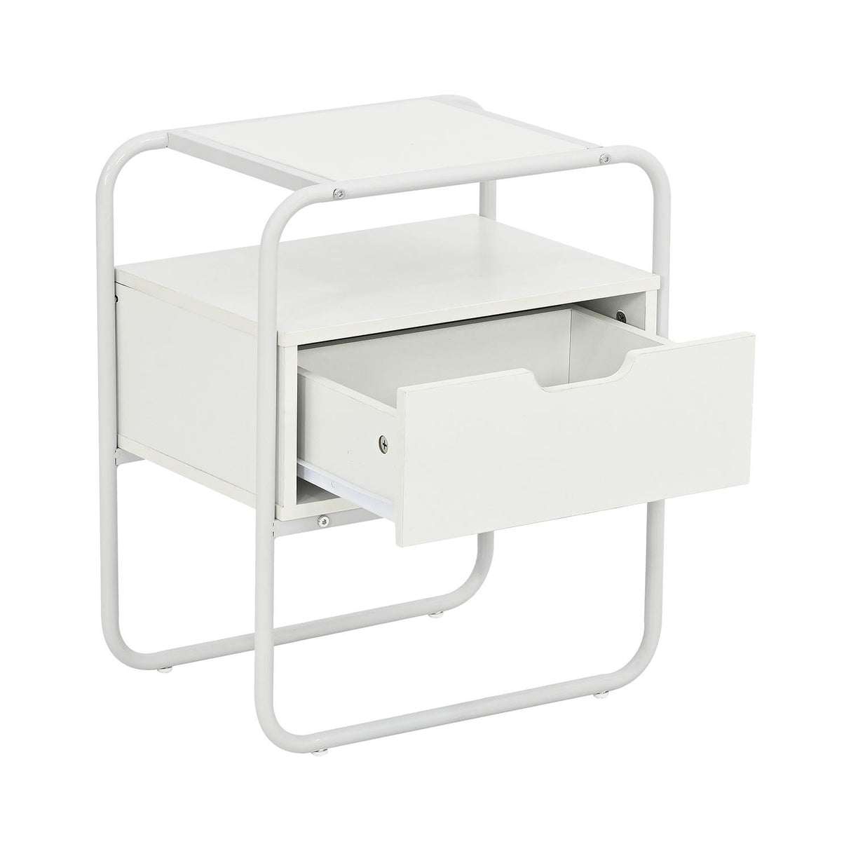 Mesa de Noche Nuba Blanco 42x50cm con Un Cajón