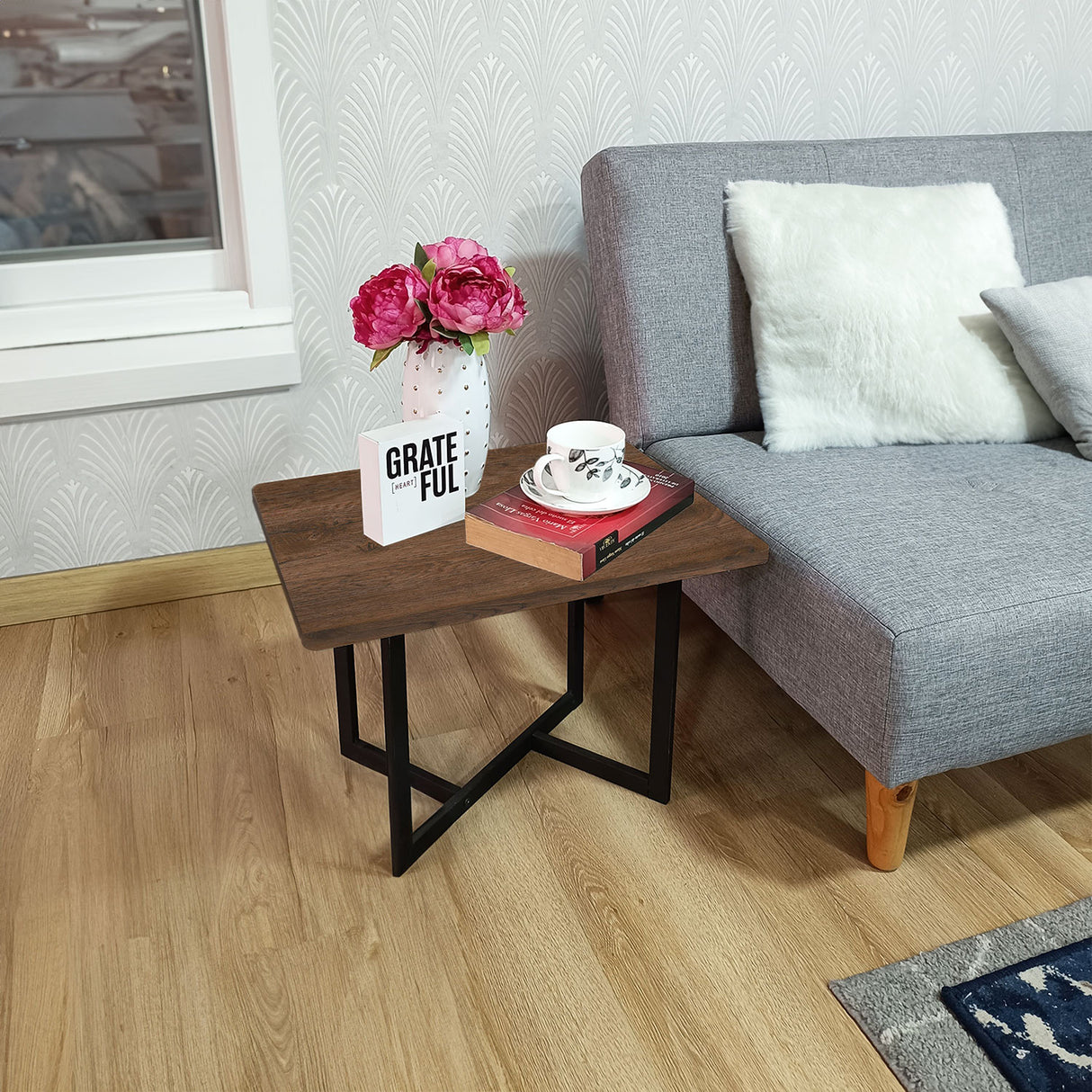 Mesa Auxiliar Prato Café y Negro 50x37cm Cuadrada