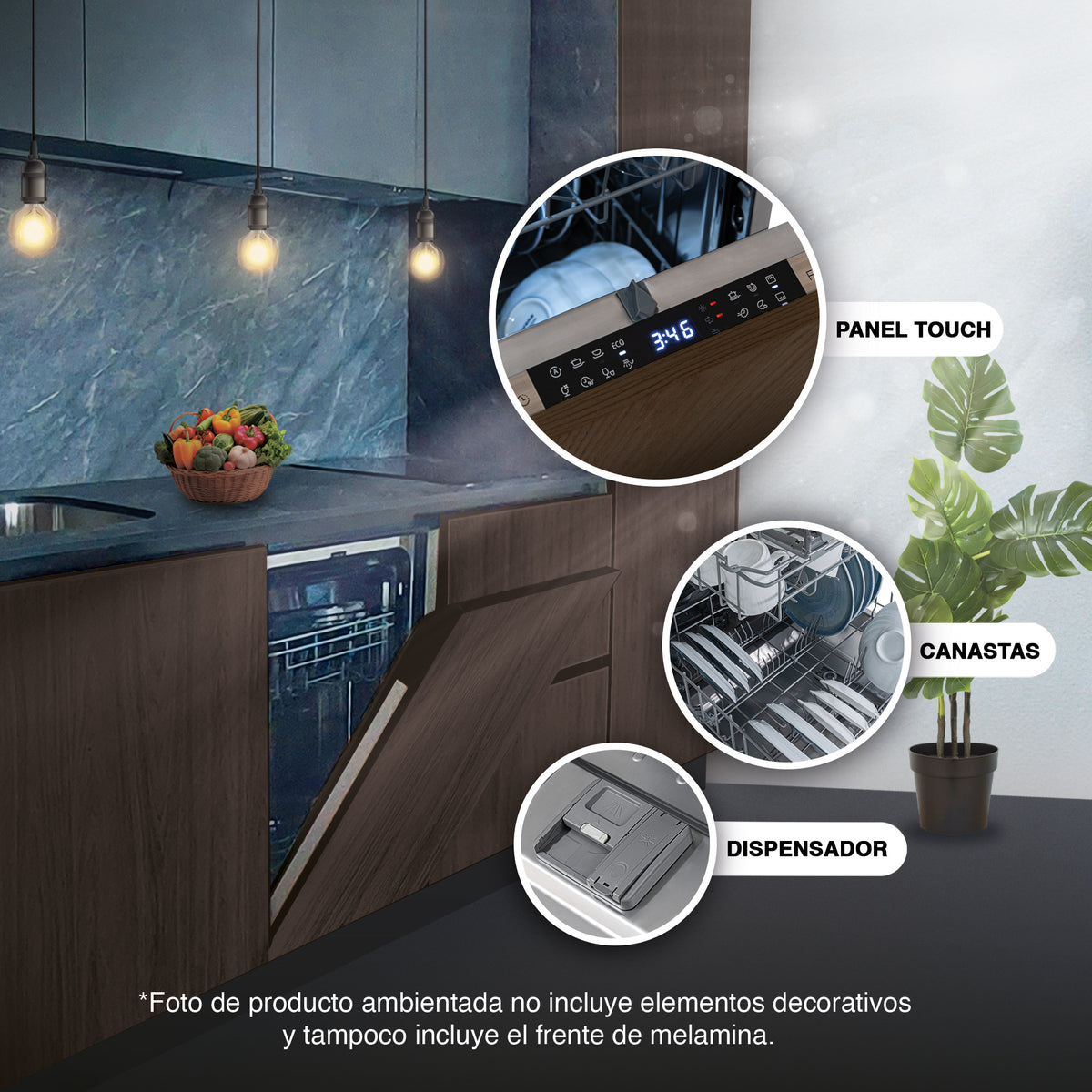 Lavavajillas Challenger Acero 59.8x81.5cm 110 Voltios con Ocho Funciones Preconfiguradas