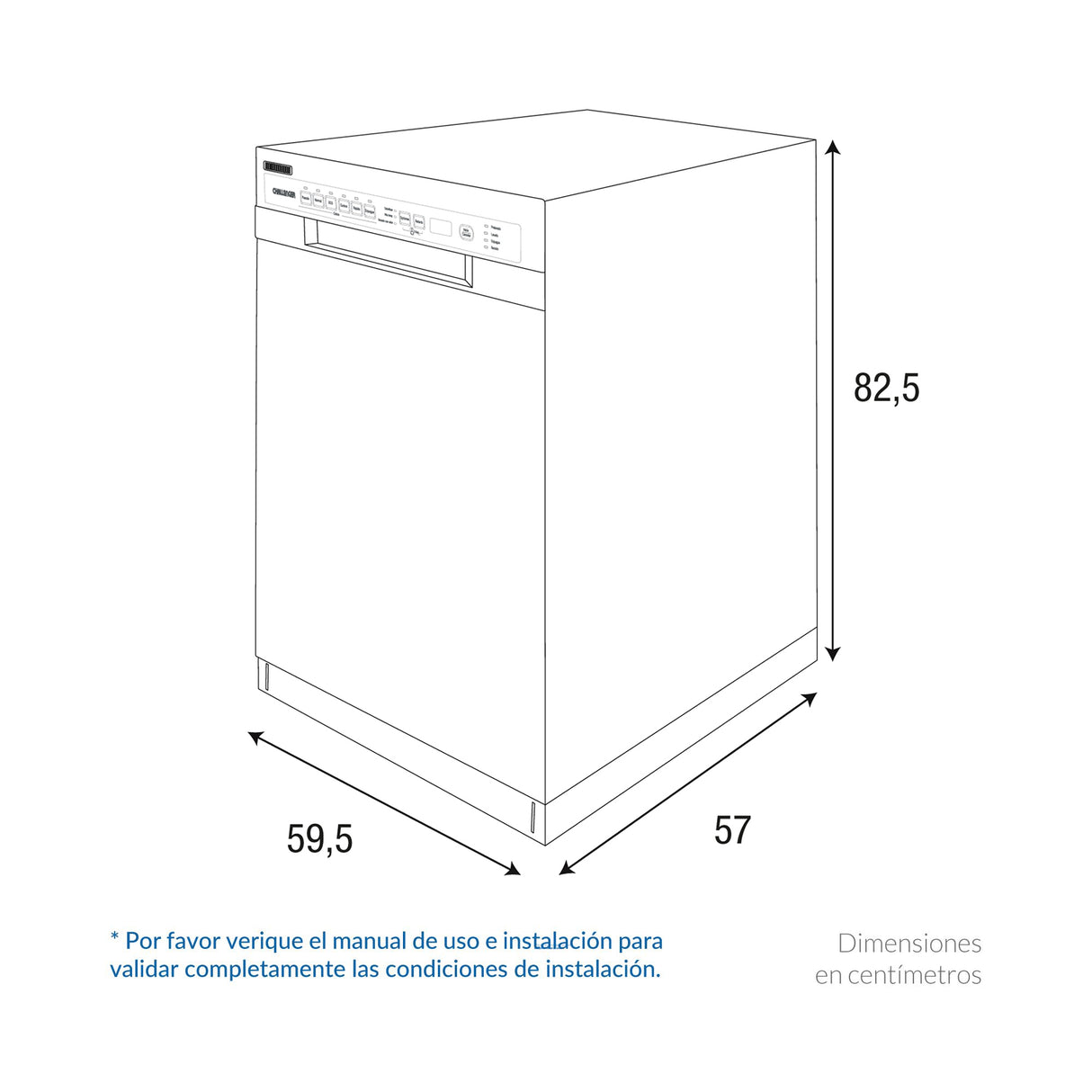Lavavajillas Challenger Acero 59.5x82.5cm 110 Voltios con Seis Funciones Preconfiguradas
