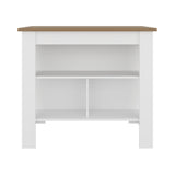Isla de Cocina Cala Blanco Fresno 103x90cm con Un Entrepaño y Tres Compartimientos
