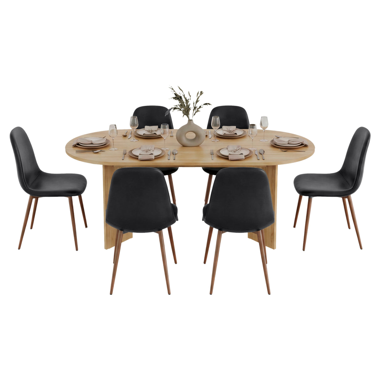 Mesa de comedor Ted Fresno Europeo 187.5x74.6cm Ovalado de Seis Puestos sin Sillas
