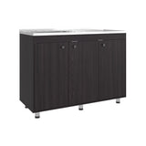 Mueble Inferior de Cocina Napoles Wengue 120x90cm con Mesón de Acero Inoxidable Lado Izquierdo con Dos Entrepaños y sin Estufa