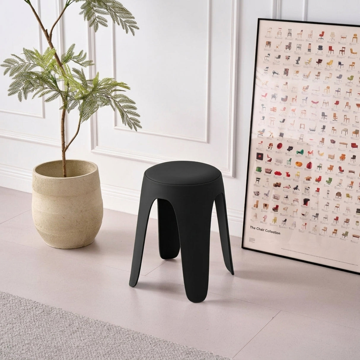 Silla para Exteriores Else Negro 34x46.5cm Apilable sin Apoya Brazos y sin Espaldar