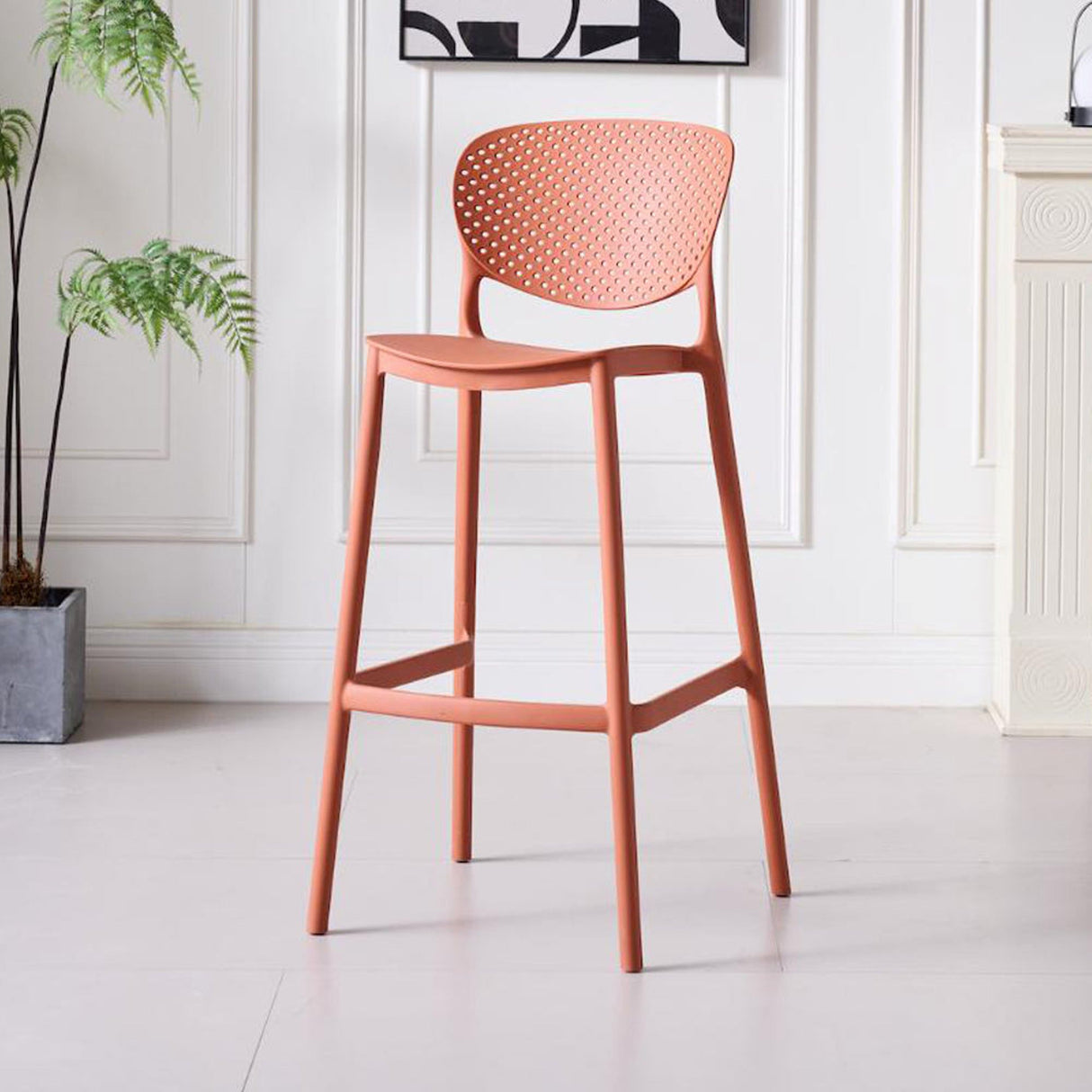 Silla Bar para Exteriores Rio Terracota 49x103cm sin Apoya Brazos y con Espaldar