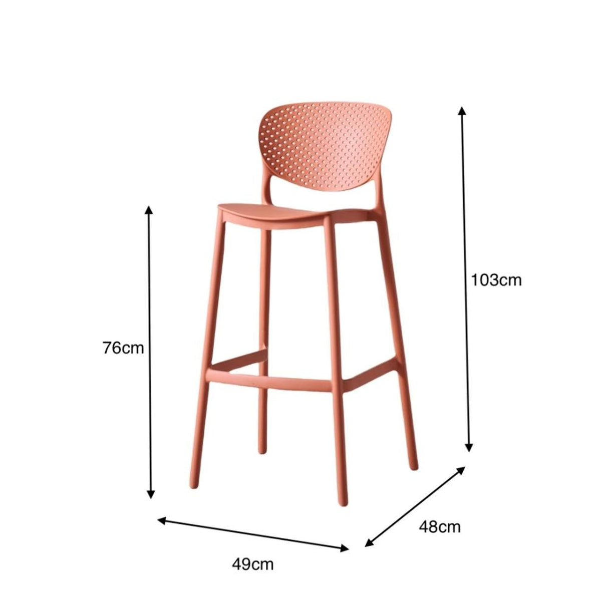 Silla Bar para Exteriores Rio Terracota 49x103cm sin Apoya Brazos y con Espaldar