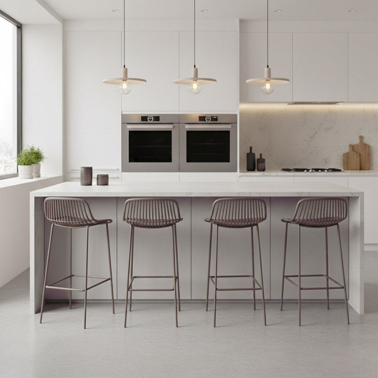 Silla Bar para Exteriores Tulum Taupe 41.5x97cm sin Apoya Brazos y con Espaldar