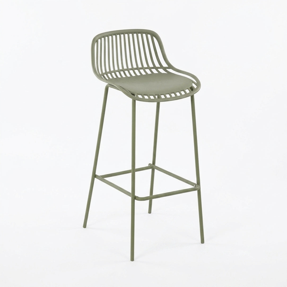 Silla Bar para Exteriores Tulum verde Olivo 41.5x97cm sin Apoya Brazos y con Espaldar