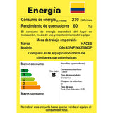 Estufa de Empotrar Haceb Esmaltada Negro 43x60cm 110 Voltios para Gas Natural con Cuatro Quemadores