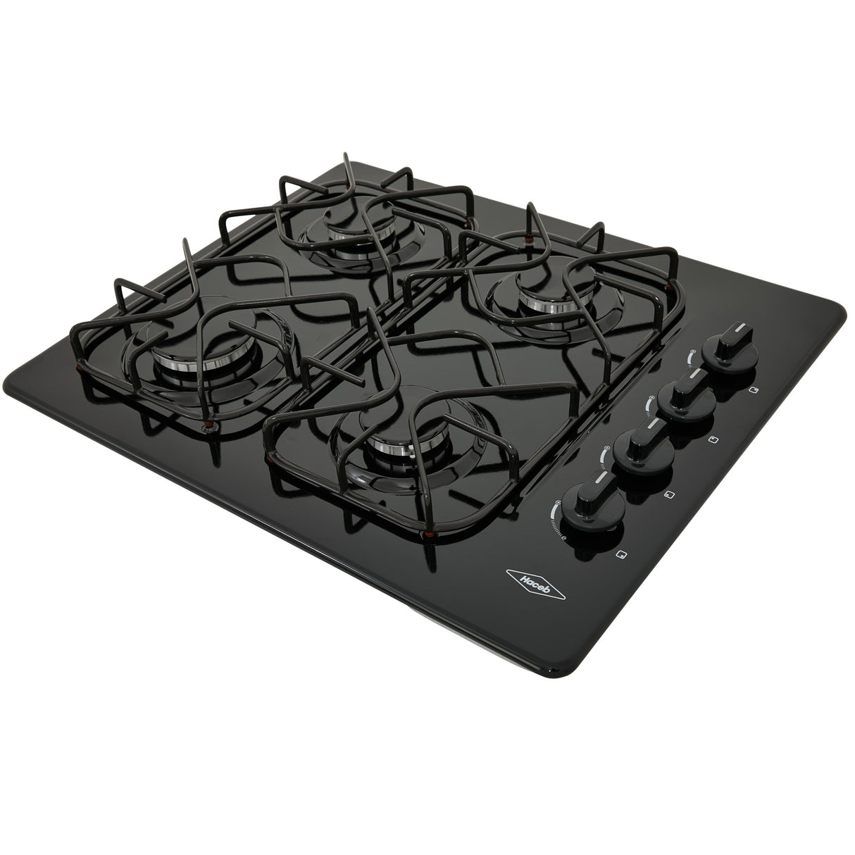 Estufa de Empotrar Haceb Esmaltada Negro 60x51cm 110 Voltios para Gas Natural con Cuatro Quemadores