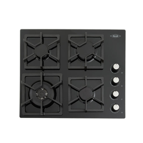 Estufa de Empotrar Haceb Tandoori Cristal Negro 60x51cm 110 Voltios para Gas Natural con Cuatro Quemadores