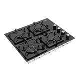 Estufa de Empotrar Haceb Tandoori Cristal Negro 60x51cm 110 Voltios para Gas Natural con Cuatro Quemadores