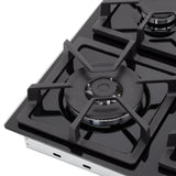 Estufa de Empotrar Haceb Tandoori Cristal Negro 60x51cm 110 Voltios para Gas Natural con Cuatro Quemadores