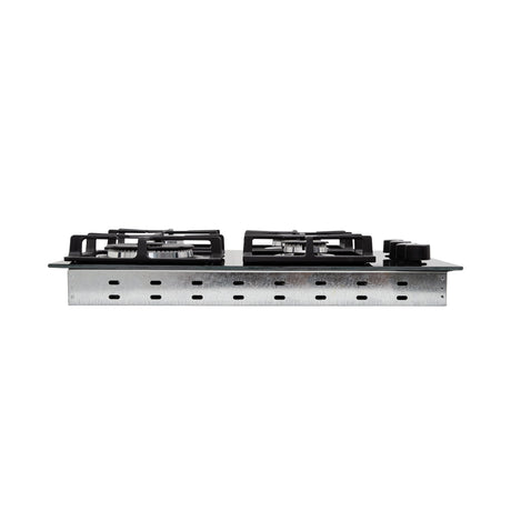 Estufa de Empotrar Haceb Tandoori Cristal Negro 60x51cm 110 Voltios para Gas Natural con Cuatro Quemadores