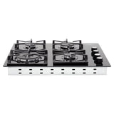 Estufa de Empotrar Haceb Tandoori Cristal Negro 60x51cm 110 Voltios para Gas Natural con Cuatro Quemadores