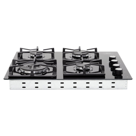 Estufa de Empotrar Haceb Tandoori Cristal Negro 60x51cm 110 Voltios para Gas Natural con Cuatro Quemadores