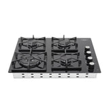 Estufa de Empotrar Haceb Tandoori Cristal Negro 60x51cm 110 Voltios para Gas Natural con Cuatro Quemadores