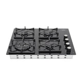 Estufa de Empotrar Haceb Tandoori Cristal Negro 60x51cm 110 Voltios para Gas Natural con Cuatro Quemadores