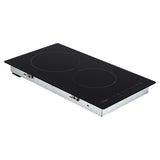 Estufa de Vitrocerámica para Empotrar Haceb Negro 29x52cm 220 Voltios para Electrico con Dos Quemadores y con Pantalla Digital