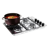 Estufa de Empotrar Haceb Alambrón Inox 60x43cm 110 Voltios para Gas Natural con Cuatro Quemadores