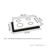 Estufa de Empotrar Haceb Alambrón Inox 60x43cm 110 Voltios para Gas Natural con Cuatro Quemadores