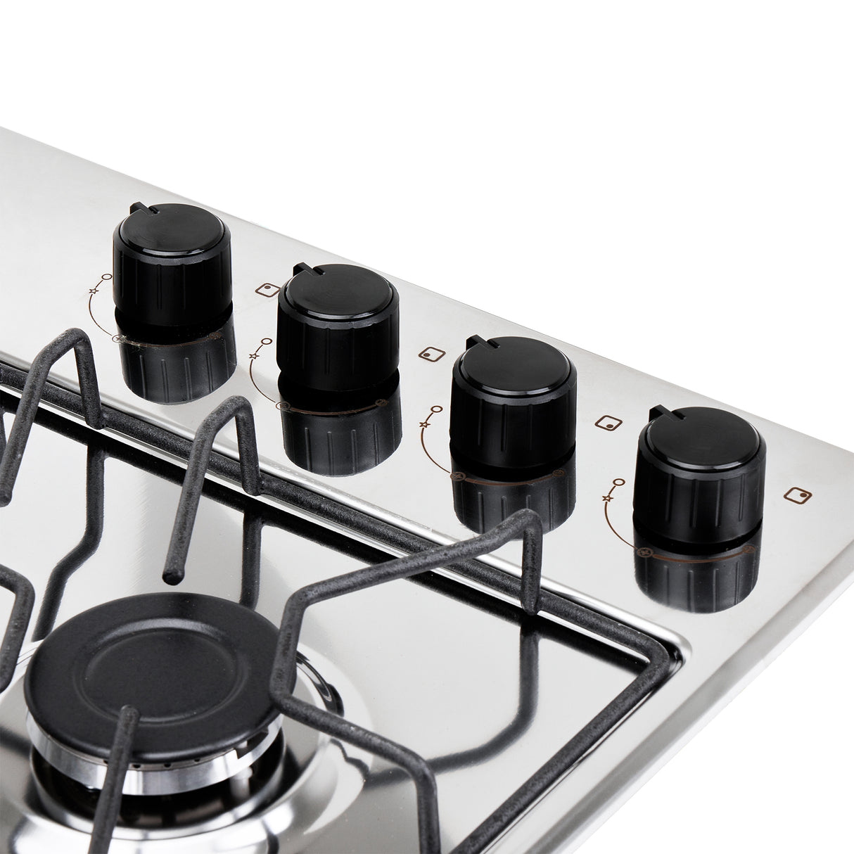 Estufa de Empotrar Haceb Alambrón Inox 60x43cm 110 Voltios para Gas Natural con Cuatro Quemadores