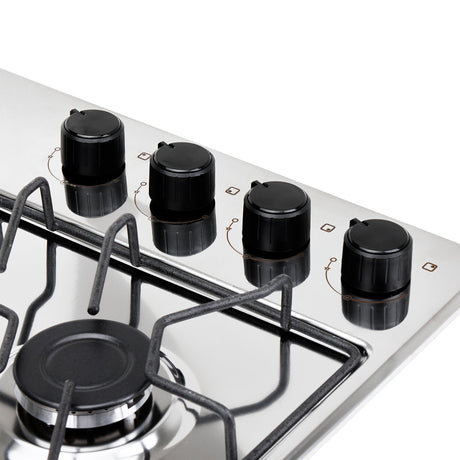 Estufa de Empotrar Haceb Alambrón Inox 60x43cm 110 Voltios para Gas Natural con Cuatro Quemadores