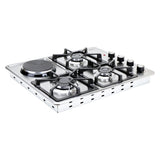 Estufa de Empotrar Haceb Tandoori Mixta Inox 60x51cm 110 Voltios para Mixto con Cuatro Quemadores