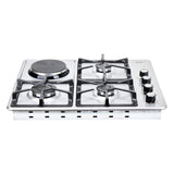 Estufa de Empotrar Haceb Tandoori Mixta Inox 60x51cm 110 Voltios para Mixto con Cuatro Quemadores